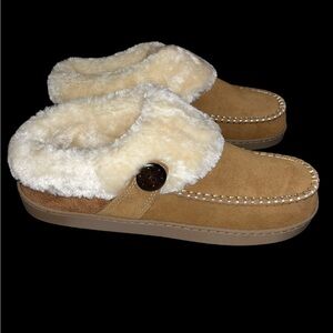 LAST PAIRNew With Box EARTH ORIGINS WOMEN’S Carob SUEDE SLIPPER FAUX FUR SIZE 11